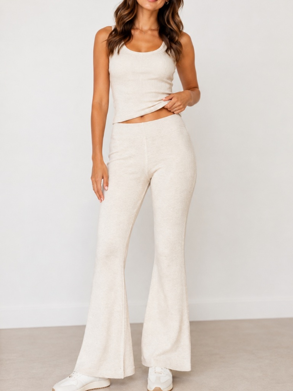 Splendid X Cella Jane Cream Flare Leg Knit Sweater Pants | Size XS